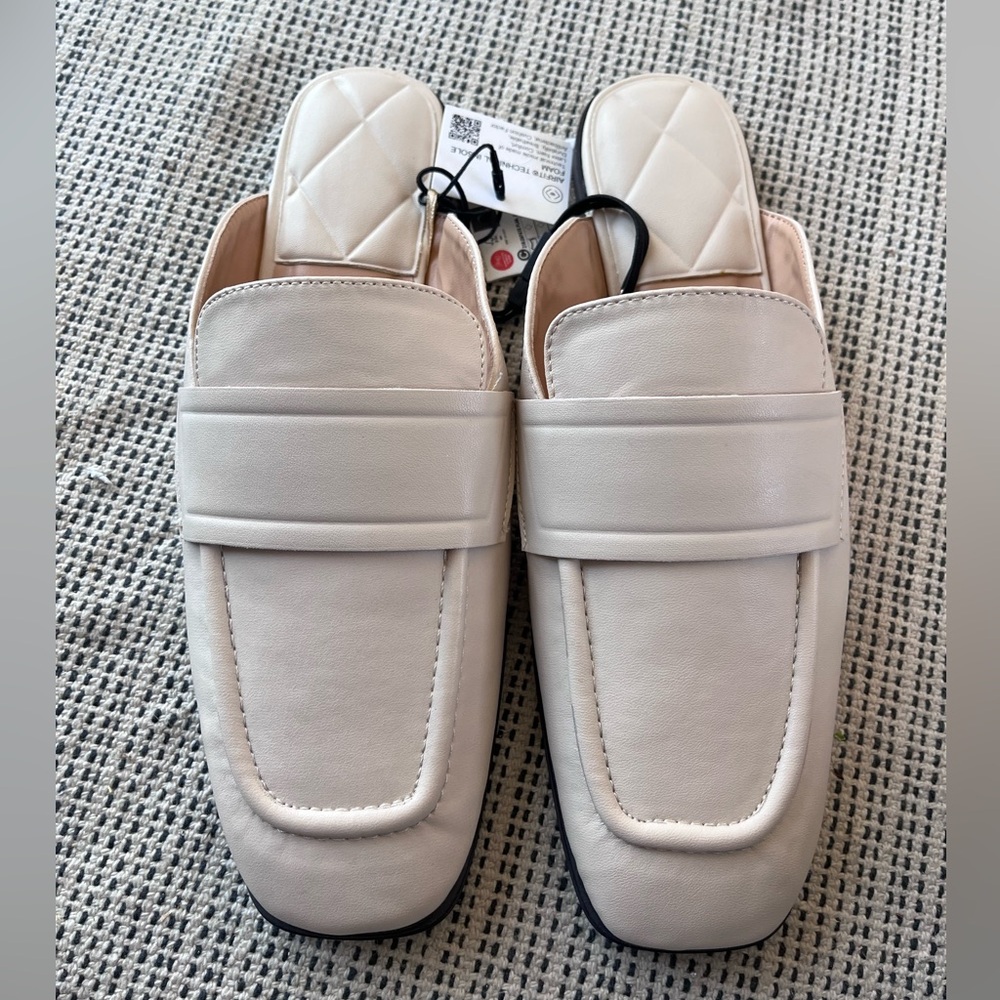 Zara Cream Slide Loafers